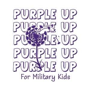 Purple Up for Military Kids digital design: svg, pdf, png, dxf files all included