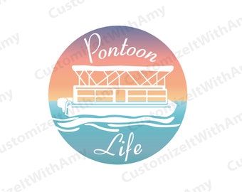 Pontoon Life with sunset background digital design: png, pdf, svg, dxf files included
