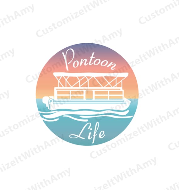 Pontoon Life with sunset background digital design: png, pdf, svg, dxf files included