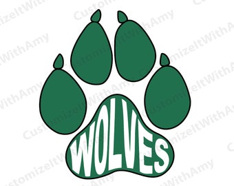 Wolves mascot paw digital design: svg, pdf, dxf, and png files included