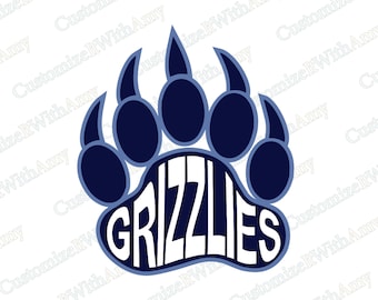 Grizzlies mascot digital design: svg, pdf, png, and dxf files included