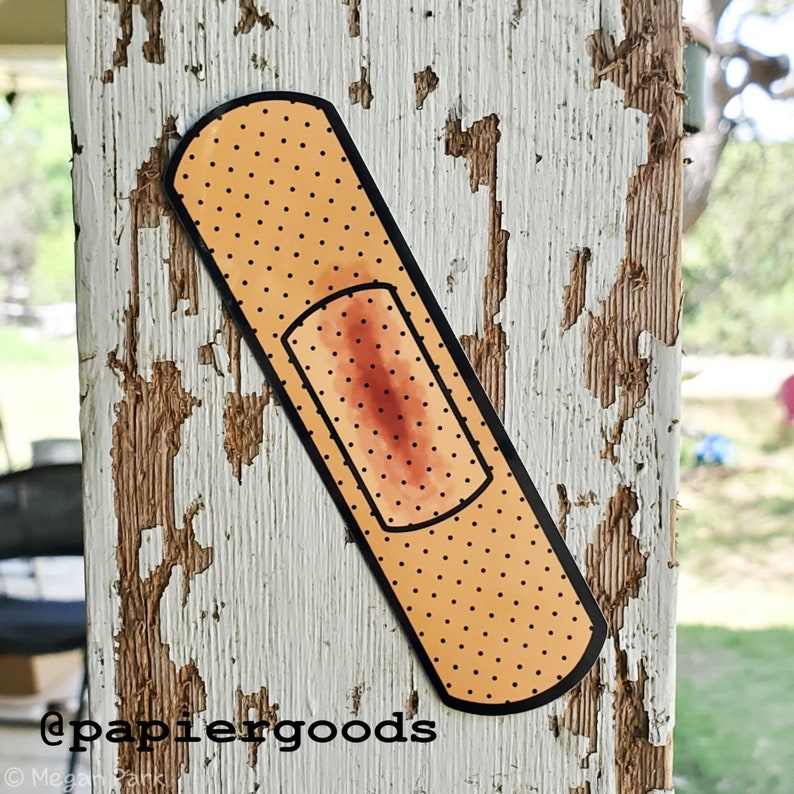 Bloody Bandage Sticker First Aid Bandaid Red Brown Etsy