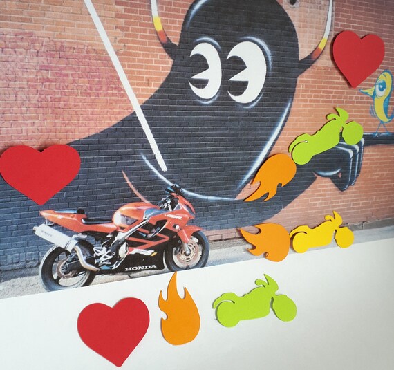 Motorcycle Club Confetti With Two Bikes Motorcycle Birthday Etsy