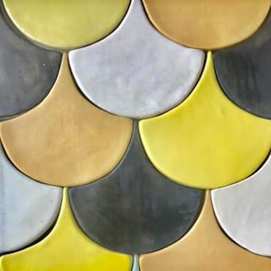 6x6 Handmade Scallop Ceramic Tile Kitchen Backsplash, 1 SQ FT Moroccan Fish Scale Bathroom Tile, Michigan Tile, Modern Farmhouse Tile