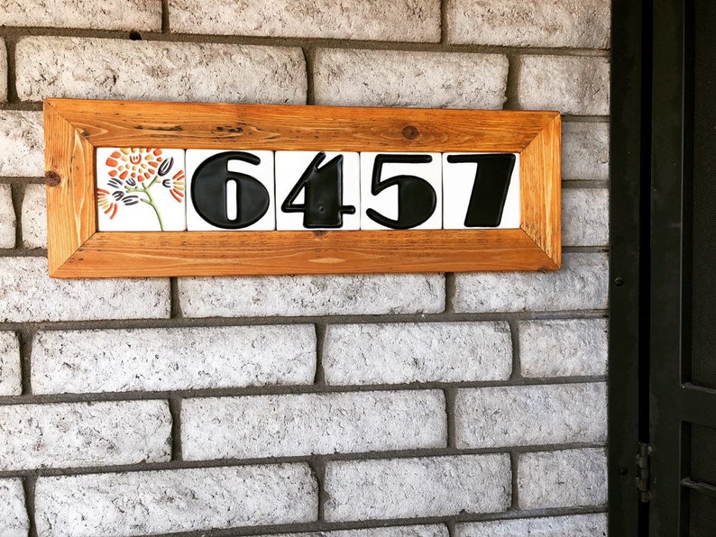 5 Tile Cedar Address Sign With Ceramic Loon Art Tile Address Etsy