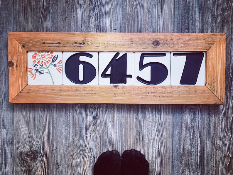 5 Tile Cedar Address Sign With Ceramic Loon Art Tile Address Etsy