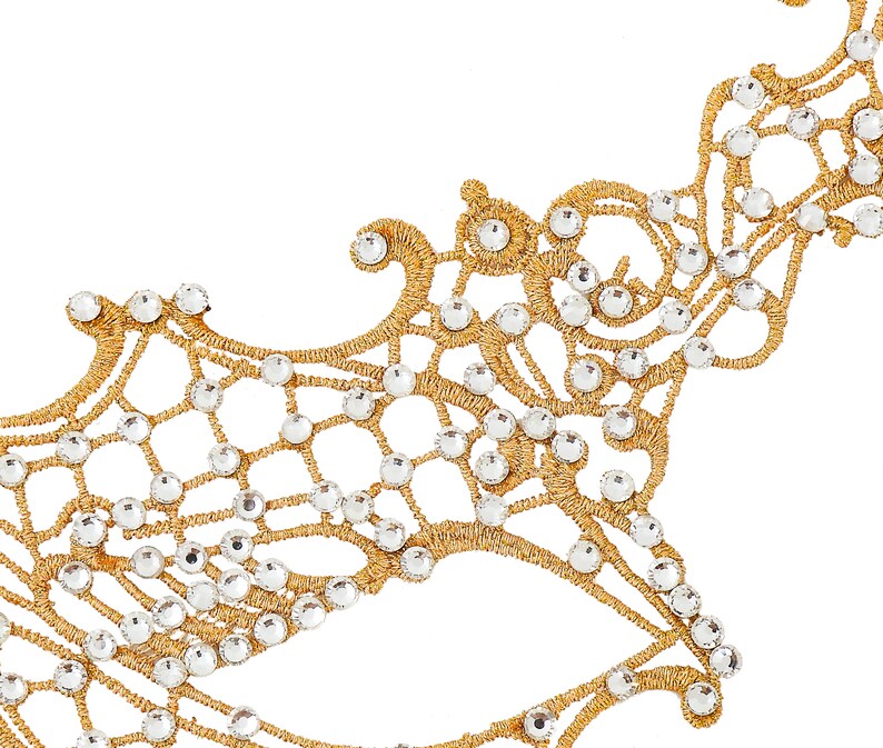 Rhinestone Design Gold Mardi Gras Masquerade Mask