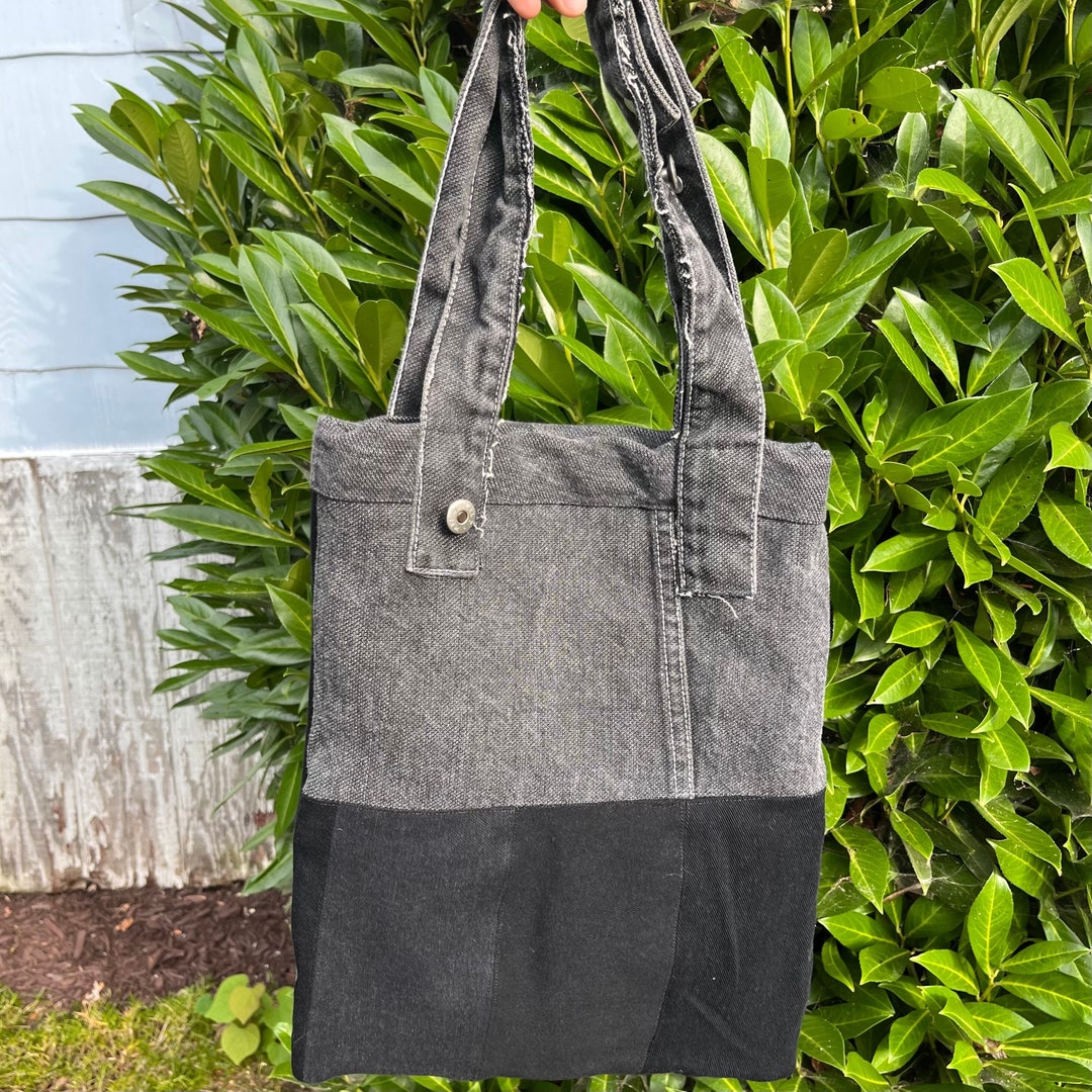 Black Utility Tote Bag Tote Bag Denim Tote Bag Durable Tote Etsy