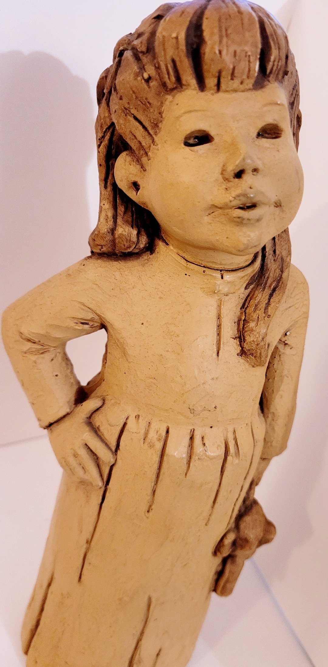 Vintage Little Girl Clay Statue by Lee Bortin Etsy