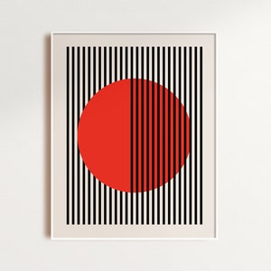 Bauhaus Poster, Bauhaus Exhibition Poster, Bauhaus Wall Art, Walter Gropius Print Premium, Red Circle, B5