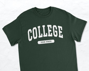 Custom Personalized College Style T-Shirt, Customized T-Shirt, Custom College Tee