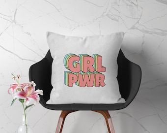 GRL PWR Pastel Pillow Cover // Feminist Pillow Case