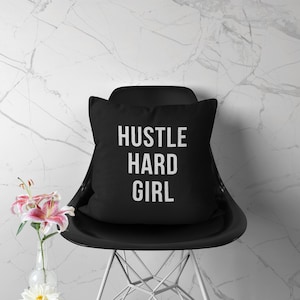 Hustle Hard Girl Pillow Cover // Feminist Pillow Case