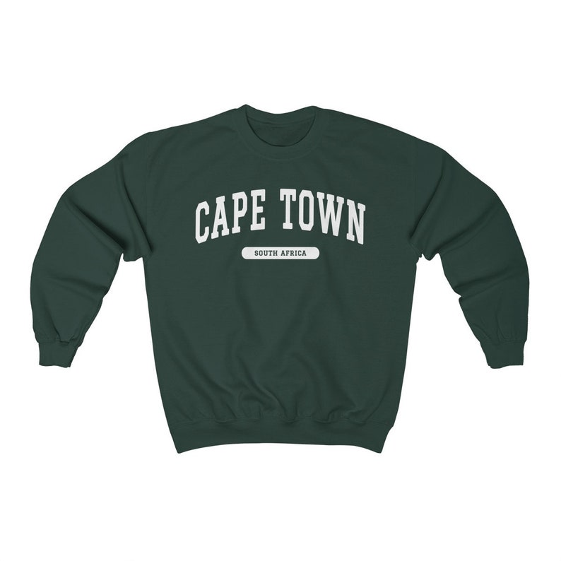 Cape Town South Africa College Style Sweatshirt Forest Green