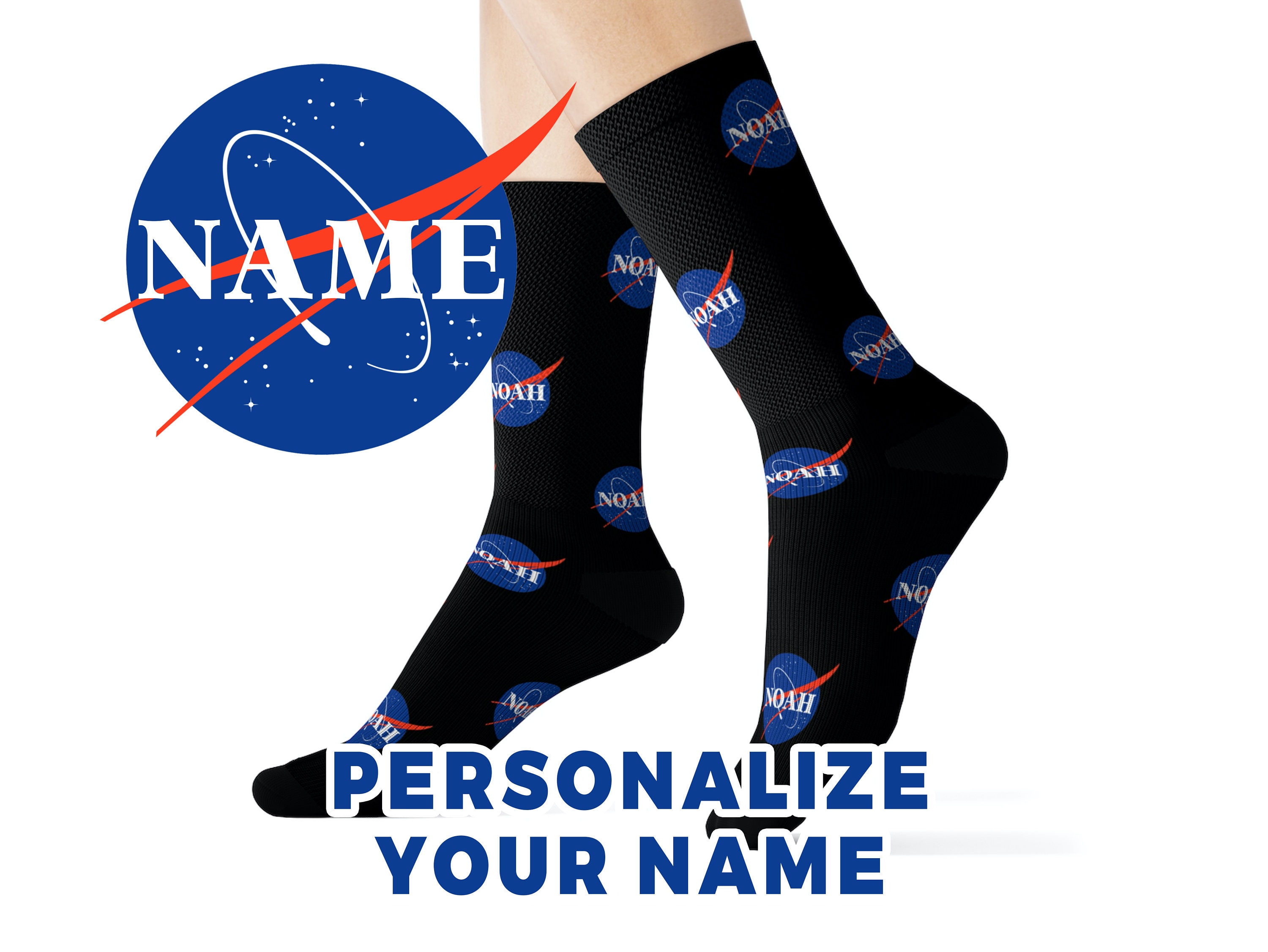 Personalized NASA Socks Custom Name Socks | Etsy Singapore