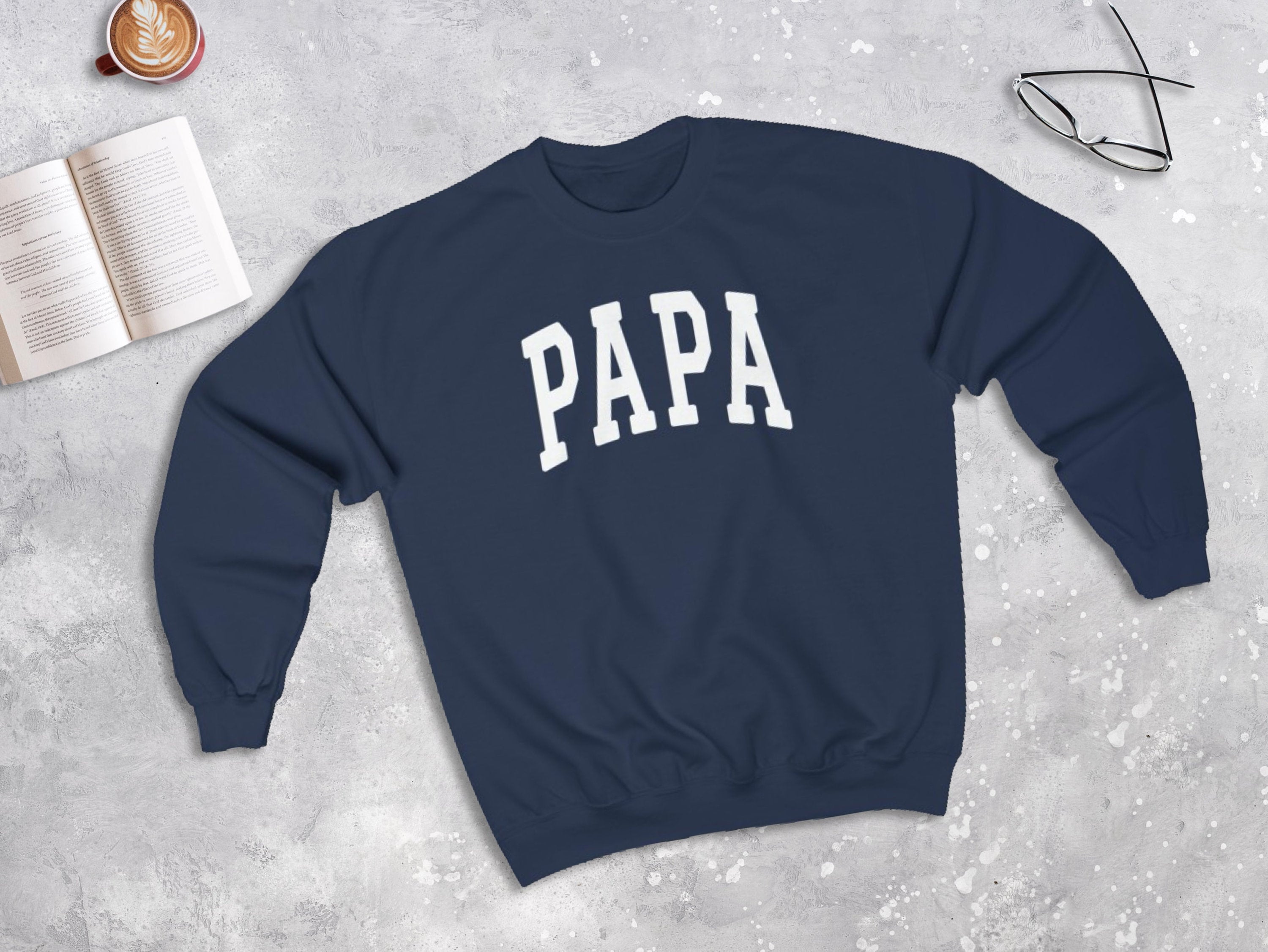 Papa College Style Sweatshirt, Father's Day Papa Sweater (Unisex)