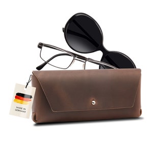 THEWO glasses case &quot;Gert&quot; for reading glasses, sunglasses, progressive lenses | Leather case for glasses | Leather glasses case