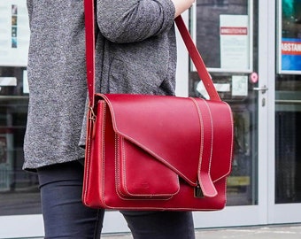 Shoulder bag "Alexandria" in red leather for women | Handbag | messenger bag | Shoulder bag Made in Germany