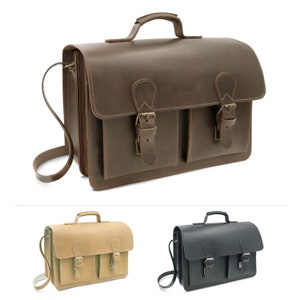 Briefcase &quot;Seoul&quot; made of leather for teachers, graduates, bosses | for women & men | business bag | teacher&#39;s bag Made in Germany