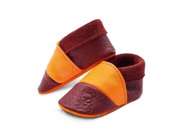 Teddy bear slippers for children | Leather shoes for girls and boys | Vegetable tanned cowhide | Breathable baby shoes | Barefoot shoes