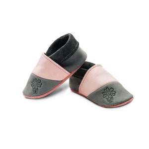 Baby Shoes With Football for Girls First Walkers Made of Cowhide Leather Eco leather Vegetable Tanned Slippers in Grey Pink Size 16 to 25 Etsy UK
