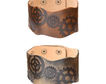 THEWO leather bracelet Brave wide gears made of leather for men and women accessory jewelry made in Germany