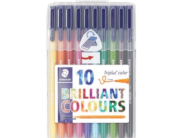 STAEDTLER set of 10 felt-tip pens, triangular fiber pens, colored pencils, washable brush pens for children and adults