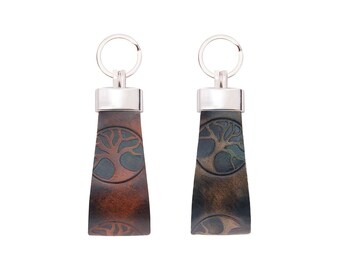 Leather keychain | TREE OF LIFE | Loop jewelry pendant, lanyard with engraving, key ring | Leather pendant | Gift idea