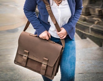 Men's bag "Lagos" made of leather | College bag |Vintage work bag | Business bag | Document bag made in Germany