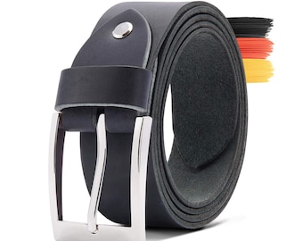 THEWO men's belt, women's leather belt 3.5 cm wide, can be shortened, genuine leather belt with buckle for jeans, suit trousers, 85 - 115 cm, Made in Germany