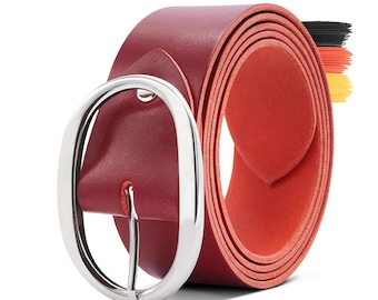 THEWO women's leather belt, belt 4 cm wide, can be shortened, genuine leather belt with buckle for jeans trousers, women's belt 85 - 115 cm Made in Germany