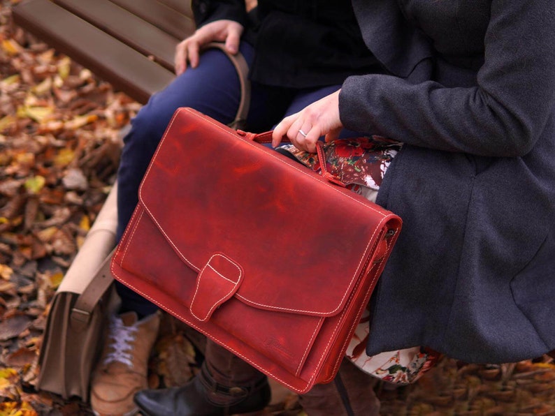Briefcase Naples made of leather for women & men work bag Business bag Shoulder bag Made in Germany image 1