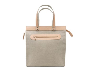 THIELEMANN Osaka shopping bag made of linen and leather for women Shopper bag shoulder bag Made in Germany