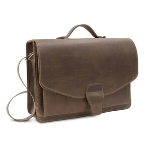 Briefcase Naples made of leather for women & men work bag Business bag Shoulder bag Made in Germany ranger | dunkelbraun