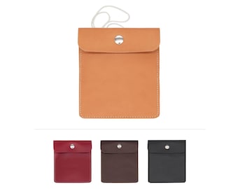 Leather neck pouch | Breast pocket | Small travel companion | Bus ticket cover | Travel wallet Made in Germany