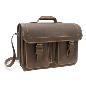 Briefcase with many compartments &quot;Athen&quot; made of leather for women & men | Business bag | Shoulder bag Made in Germany