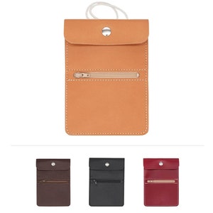 Brusttasche aus Leder | Reisegeldbeutel zum Umhängen | Brustbeutel für den Alltag | Busfahrkarte Hülle | Reise Geldtasche Made in Germany