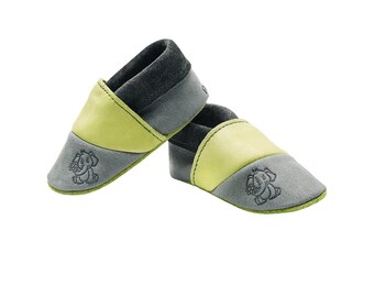 Soft leather shoes for babies | Vegetable tanned eco-leather | Baby shoes with elephant | Handmade children's shoes | Shoes size 19 to 26