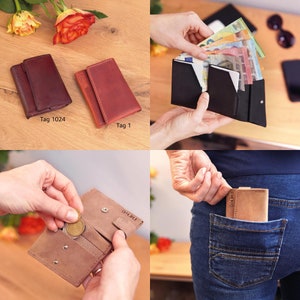 THEWO Wallet "Max" aus Leder unisex kleines Portemonnaie Mini Geldbeutel Slim Wallet Geldbörse Made in Germany