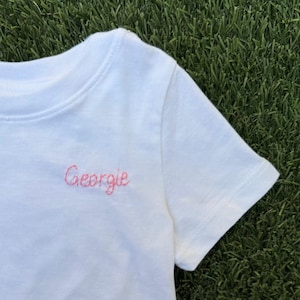 Hand Embroidered Toddler Shirt: Custom Name