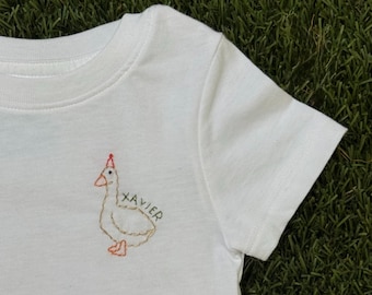 Hand Embroidered Toddler Shirt: Silly Goose