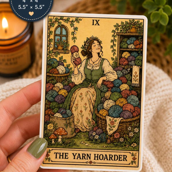 Knitting Sticker for Knitters The YARN HOARDER Tarot Sticker