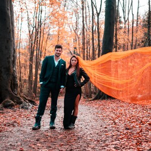 Burnt Orange Veil Autumn Wedding Veil Recycled Eco-Friendly Bride Velvet Edge Veil Custom Veil image 3
