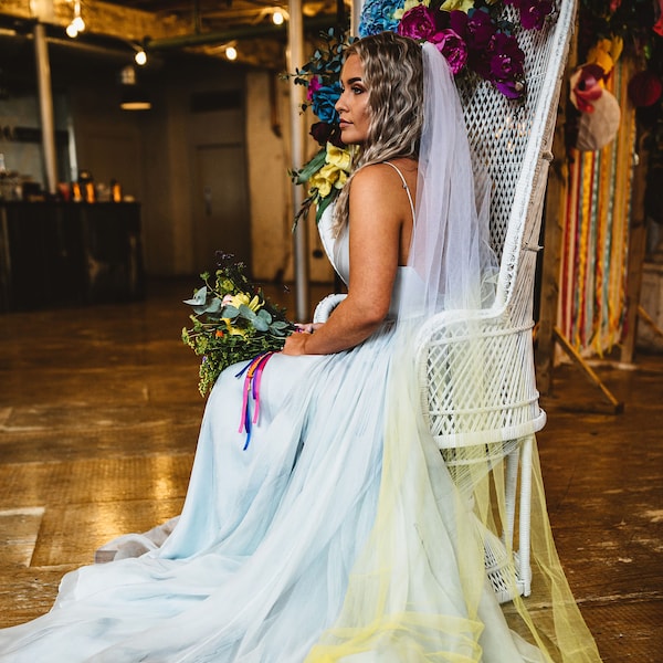 Yellow & White Ombré Veil | Bright Bridal Veil | Colourful Wedding Veil | Bespoke Bridal Veil SAMPLE SALE