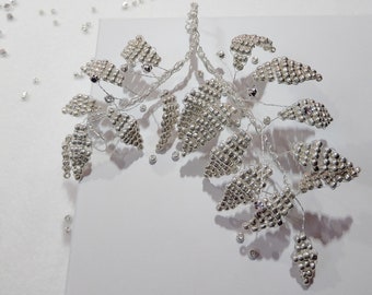 Bridal Headpiece | Bridal Hair Vine | Wedding Head Piece | Swarovski Silver Leaf Vine | Bridal Hair Accessory