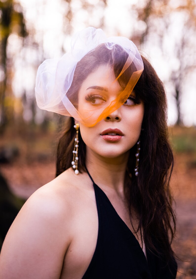 VOORBEELD VERKOOP Verbrand Oranje Ombré Birdcage Veil  De afbeelding 0