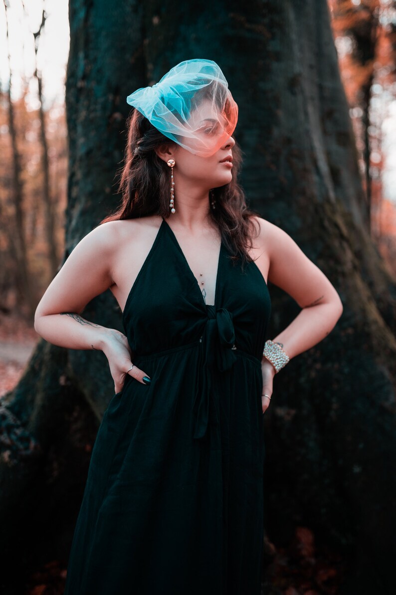 VOORBEELD VERKOOP Verbrand Oranje Ombré Birdcage Veil  De afbeelding 1