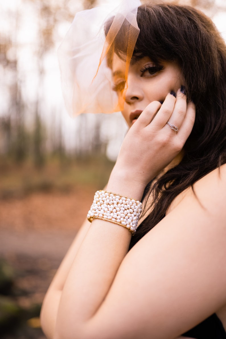 VOORBEELD VERKOOP Verbrand Oranje Ombré Birdcage Veil  De afbeelding 2