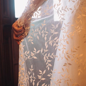 Ivory Leaf Macrame Veil Boho Bridal Embroidered White - Etsy