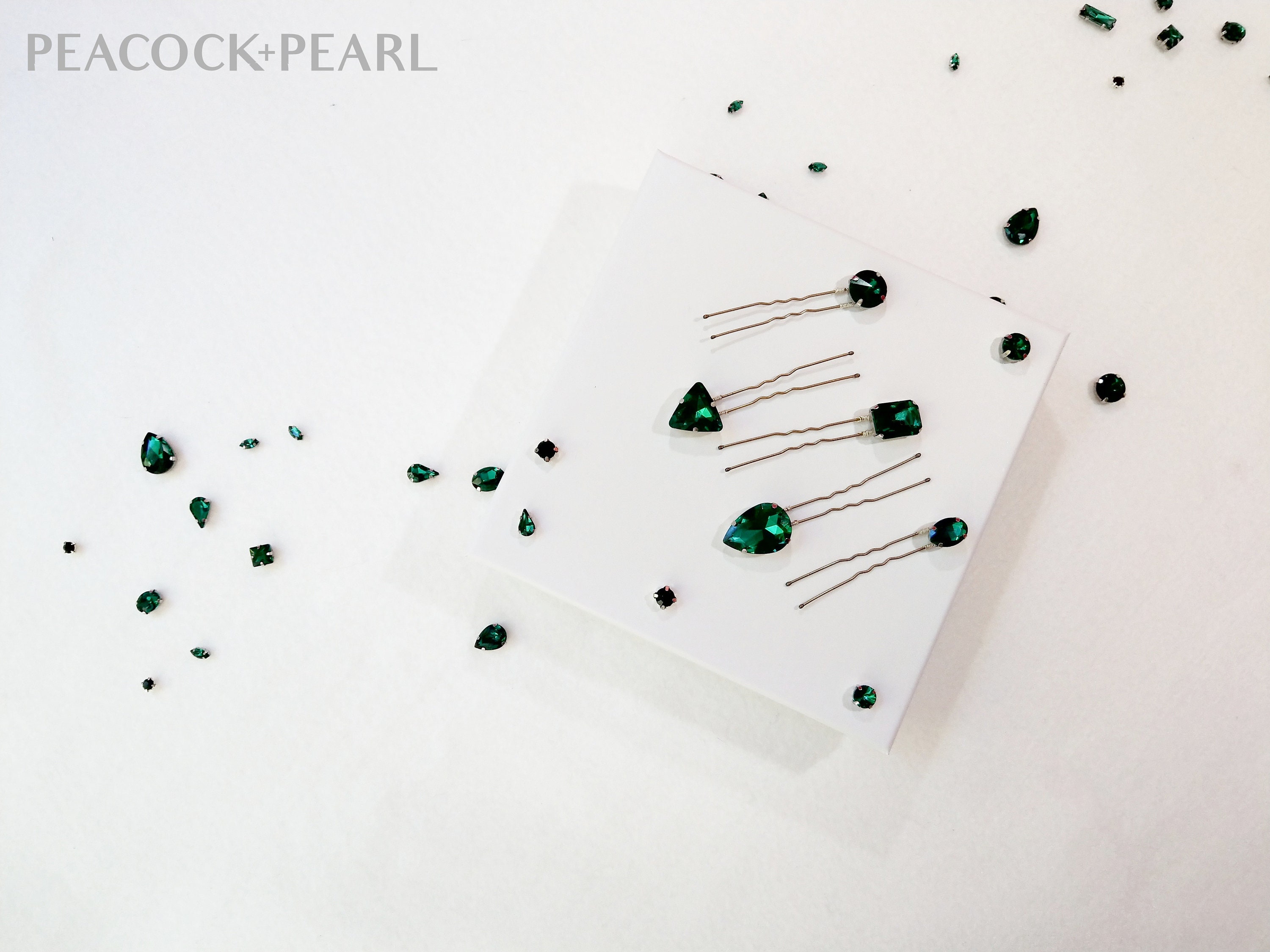 Emerald Shellback Pin Bridal Emerald Green Hair Pins | Wedding Clips | Crystal Clear Pin ...